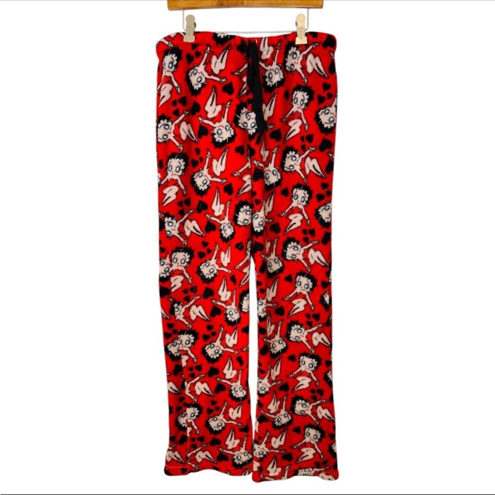 Betty Boop Women’s Plush Fleece Red Pajama Pants Size Medium